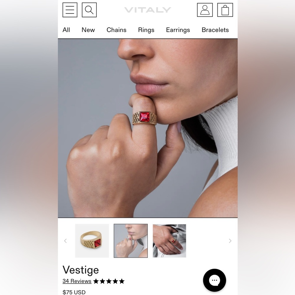 Vitaly Red/Gold Vestige Ring Size 4